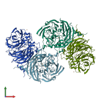 PDB entry 6uwe coloured by chain, front view.