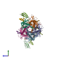 PDB entry 6uwz coloured by chain, side view.