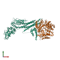PDB entry 6ux2 coloured by chain, front view.
