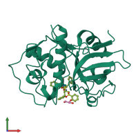 PDB entry 6ux6 coloured by chain, front view.