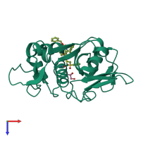 PDB entry 6ux6 coloured by chain, top view.