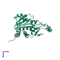 PDB entry 6uxf coloured by chain, top view.