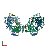 PDB entry 6uxt coloured by chain, front view.