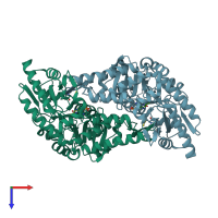PDB entry 6uy5 coloured by chain, top view.