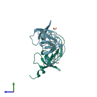 PDB entry 6uy8 coloured by chain, side view.