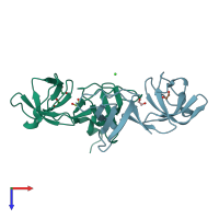 PDB entry 6uy8 coloured by chain, top view.