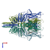 PDB entry 6uz8 coloured by chain, top view.