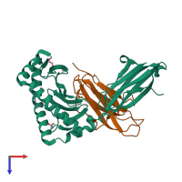 PDB entry 6uzm coloured by chain, top view.
