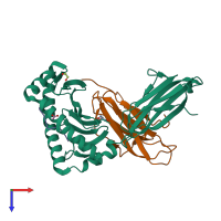 PDB entry 6uzn coloured by chain, top view.