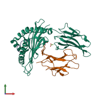 PDB entry 6uzq coloured by chain, front view.