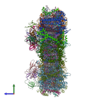 PDB entry 6uzv coloured by chain, side view.