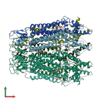 PDB entry 6uzy coloured by chain, front view.