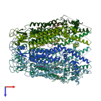 PDB entry 6uzy coloured by chain, top view.