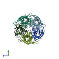 PDB entry 6v03 coloured by chain, side view.