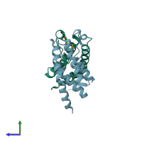 PDB entry 6v0s coloured by chain, side view.