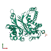 PDB entry 6v0t coloured by chain, front view.