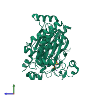 PDB entry 6v0t coloured by chain, side view.
