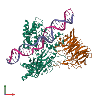 PDB entry 6v0v coloured by chain, front view.