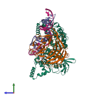 PDB entry 6v0v coloured by chain, side view.