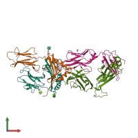 PDB entry 6v15 coloured by chain, front view.