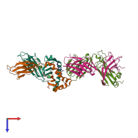 PDB entry 6v15 coloured by chain, top view.