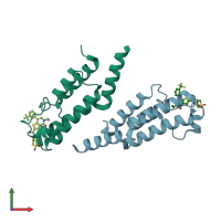 PDB entry 6v17 coloured by chain, front view.