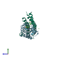 PDB entry 6v17 coloured by chain, side view.