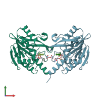 PDB entry 6v1p coloured by chain, front view.