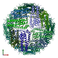 PDB entry 6v21 coloured by chain, ensemble of 10 models, front view.