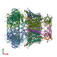 PDB entry 6v22 coloured by chain, front view.