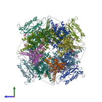 PDB entry 6v22 coloured by chain, side view.
