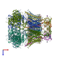 PDB entry 6v22 coloured by chain, top view.