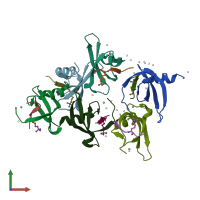PDB entry 6v2h coloured by chain, front view.