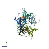 PDB entry 6v2h coloured by chain, side view.