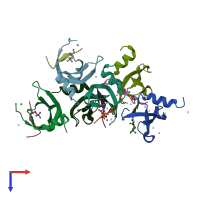 PDB entry 6v2h coloured by chain, top view.