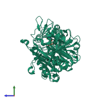 PDB entry 6v2m coloured by chain, side view.