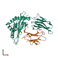 PDB entry 6v2p coloured by chain, front view.