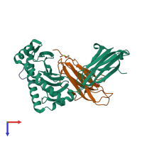 PDB entry 6v2p coloured by chain, top view.