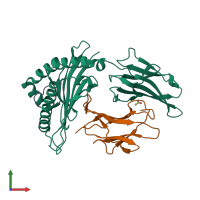 PDB entry 6v2q coloured by chain, front view.