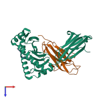 PDB entry 6v2q coloured by chain, top view.