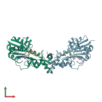 PDB entry 6v33 coloured by chain, front view.