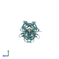 PDB entry 6v33 coloured by chain, side view.