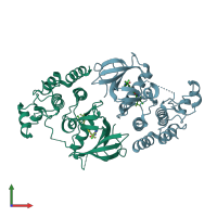 PDB entry 6v34 coloured by chain, front view.