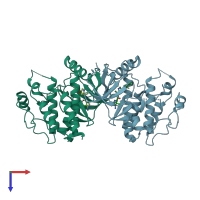 PDB entry 6v34 coloured by chain, top view.