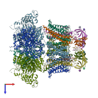 PDB entry 6v35 coloured by chain, top view.