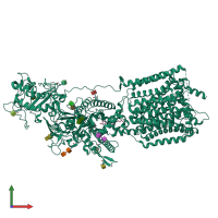 PDB entry 6v3f coloured by chain, front view.