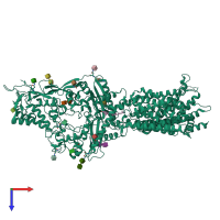 PDB entry 6v3f coloured by chain, top view.