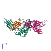 PDB entry 6v3j coloured by chain, top view.