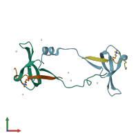 PDB entry 6v3n coloured by chain, front view.