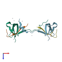 PDB entry 6v3n coloured by chain, top view.